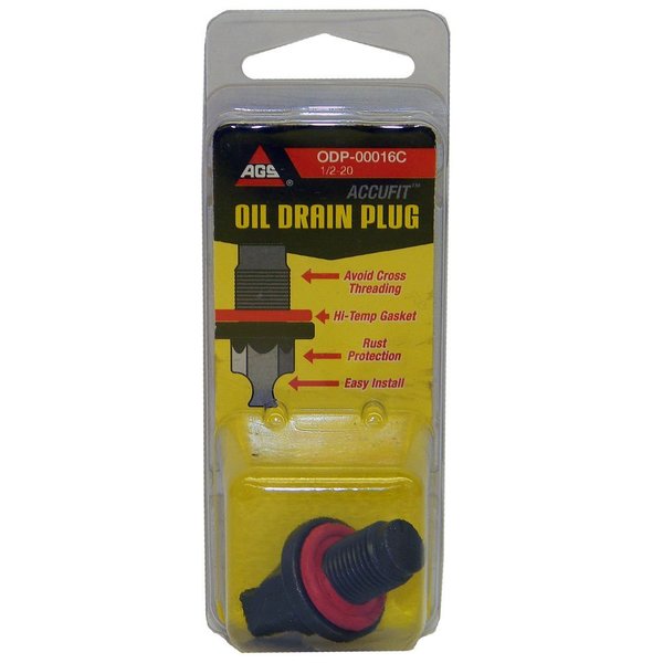 Ags ODP-00016C Accufit Oil Drain Plug 1/2-20, Card ODP-00016C